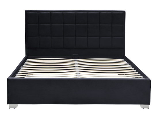 Black Plush Velvet Upholstered Gas Lift Bed Chống vết bẩn với bốn chân kim loại