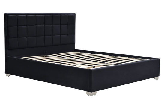 Black Plush Velvet Upholstered Gas Lift Bed Chống vết bẩn với bốn chân kim loại