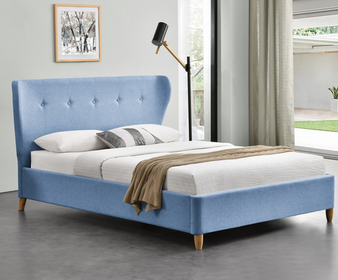 Giường Đôi Gỗ Ottoman Hiện Đại Màu Xám Đậm Nhung Đầu Giường Cong Sang Trọng