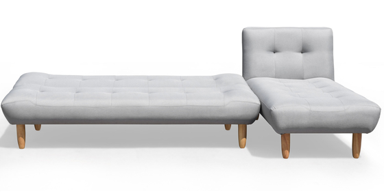 Giường Sofa Futon Gấp Hình Chữ L Màu Xám Đậm Polyester Bọc Hiện Đại Có Thể Chuyển Đổi
