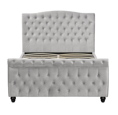 Crushed Velvet Chesterfield Xe trượt tuyết Giường lưu trữ Ottoman Nâng khí mở êm