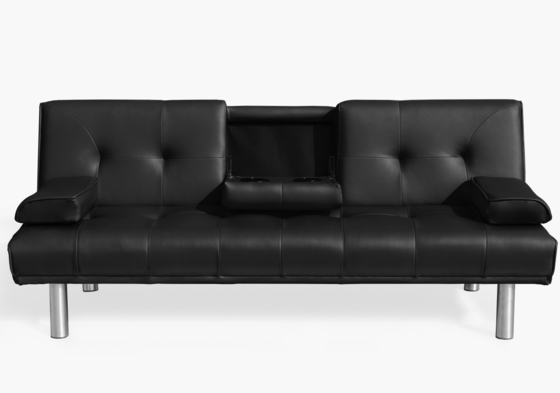 Ghế sofa có thể gập lại ba chỗ ngồi bằng da với giá đỡ cốc và loa Bluetooth