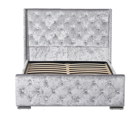 Giường đôi hiện đại Kích thước giường bọc nệm Crush Velvet Silver