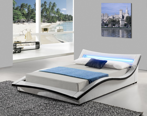 Thiết kế kiểu Ý Gas Lift Storage Bed Curve Shape Faux Leather PU With LED