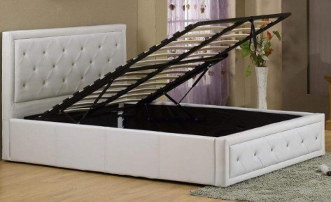 Kích thước đầy đủ Đầu giường cao Tủ nâng ga Giường nhà sản xuất Giường da