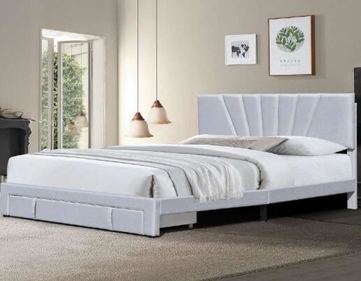 Vải bọc da hiện đại Giường lưu trữ màu xám có ngăn kéo