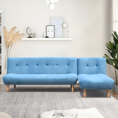 Giường Sofa Gấp Hình Chữ L Màu Xanh/Xám Polyester Bọc Giường Sofa Hiện Đại Bán Buôn