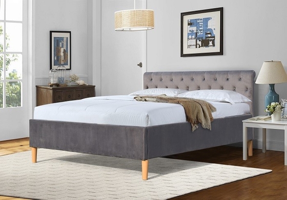 Nền tảng bọc nệm chần màu xám Kích thước gấp đôi cho phòng ngủ Các nhà sản xuất giường bán buôn