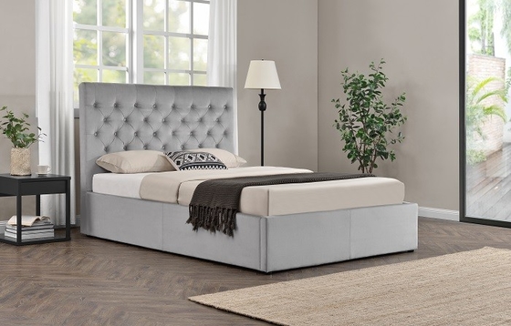 CE BSCI Wing Back Giường lưu trữ nữ hoàng chần sợi Ottoman có ngăn kéo và đèn led