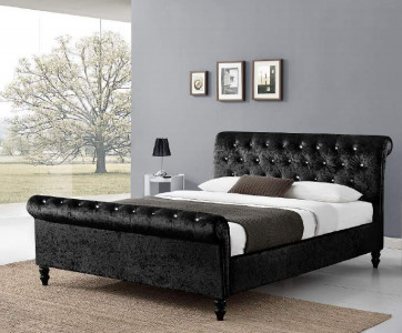 Ván ép BSCI Chesterfield Sleigh Bed Frame Upholstered Velvet Double King