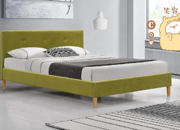 Khung giường nhung màu xanh lá cây nghiền kích thước gấp đôi với bán buôn đầu giường