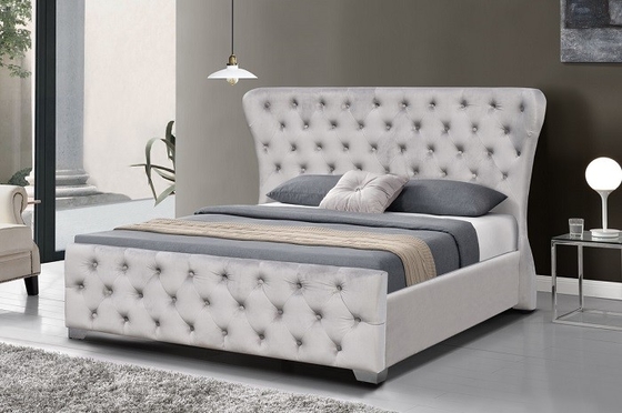 Khung giường nội thất gia đình bằng nhung nghiền có thể tùy chỉnh với các nút