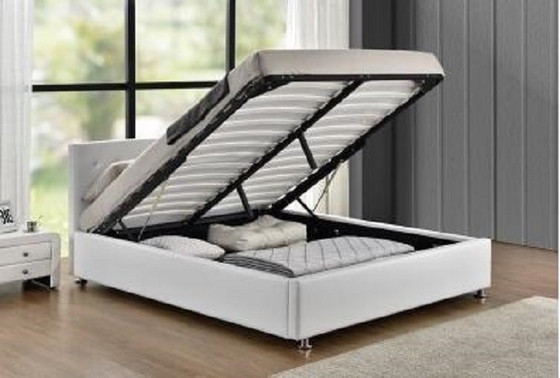 King Size White Color Fabric Giường lưu trữ thang máy khí EN1725 được chứng nhận CE