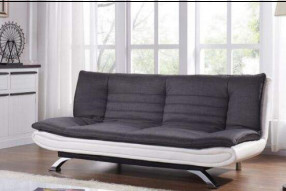 Vải than trắng Giả da chần bông Giường sofa 3 chỗ có chân Chrome