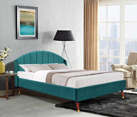 Thiết kế Khung giường gỗ bọc nệm Oem hiện đại Kích thước gấp đôi Ván ép nhung