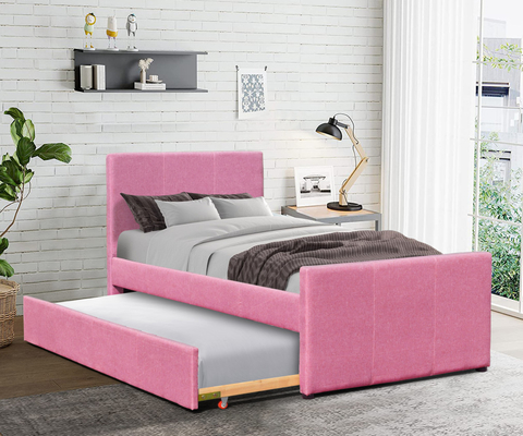 Gỗ một ngày Oem Khung giường bọc nệm hiện đại với Trundle cho phòng khách
