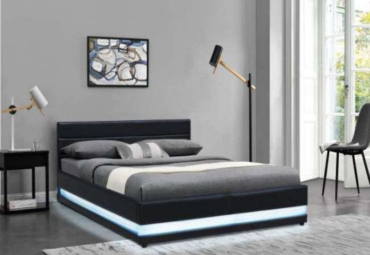 Giường bọc nệm có đèn led Bsci hiện đại Nền tảng cỡ Queen có đầu giường