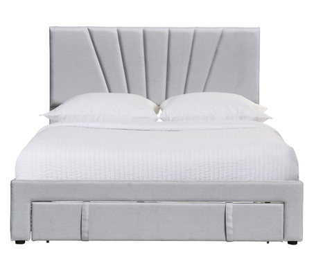 80 X 60 Inch Gỗ gốm khung giường kích thước Queen Linen vải ngăn kéo trên bàn chân
