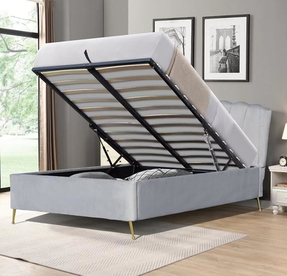 Double Size Bsci Lift Storage Bed Frame Đẹp Xám Vải nhung Ottoman
