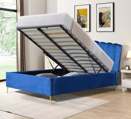 Double Size Bsci Lift Storage Bed Frame Đẹp Xám Vải nhung Ottoman