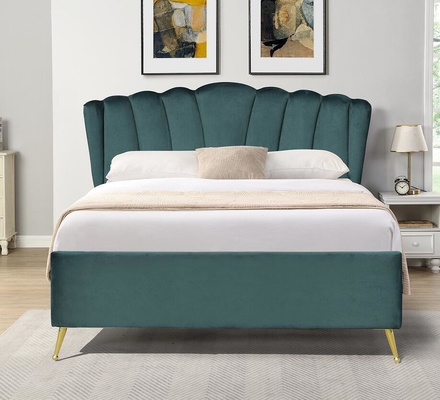Chỗ chứa khí Ottoman Blue Velvet Fabric với bốn chân vàng
