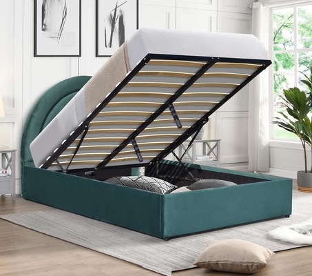 Chi tiết định hướng máy nâng khí giường lưu trữ hình dạng cong Rainbow Headboard Vải màu xám