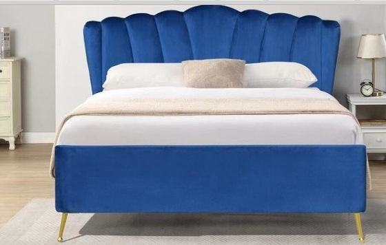 Blue Fabric Velvet Gas Lift Storage Bed Với Bốn Chân Vàng