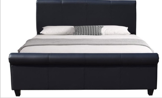 Giường bọc nỉ Wholeasle Giường giả da màu đen