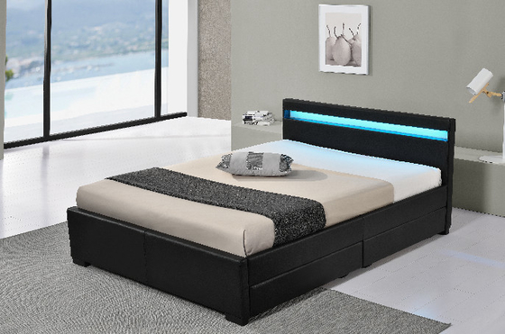 Khung giường đầy đủ với đầu giường và ngăn kéo chứa trạm sạc LED