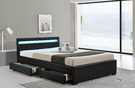 Khung giường đầy đủ với đầu giường và ngăn kéo chứa trạm sạc LED