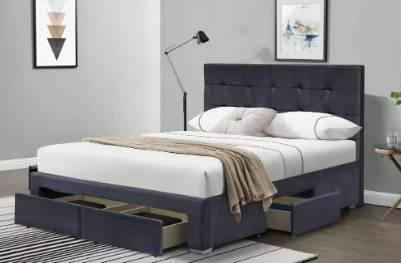 Khung giường nền đệm với 4 ngăn kéo lưu trữ, dễ lắp ráp