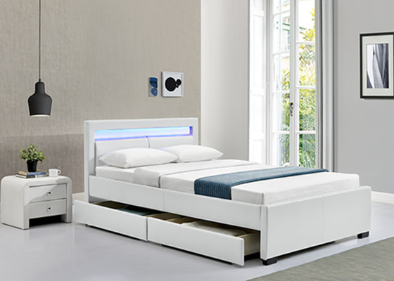 Khung giường bọc nệm có ngăn kéo đựng đồ Đèn LED đầu giường