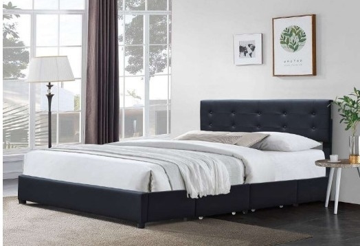 Giường giả da Uphostead màu đen với chức năng lưu trữ mạnh mẽ