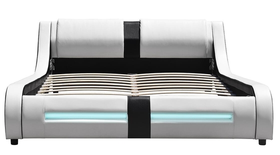 LED hiện đại giả da giường King Khung đường cong Deluxe bọc nệm