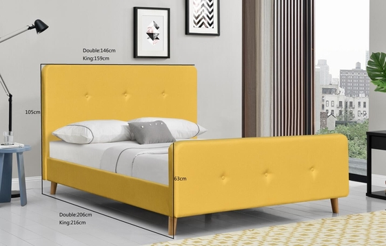 Vải lanh bọc nệm Khung giường đôi Ván ép màu vàng