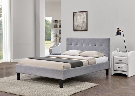 SF833 Khung giường bọc nệm cỡ Queen Màu xám Vải nhung có đầu giường