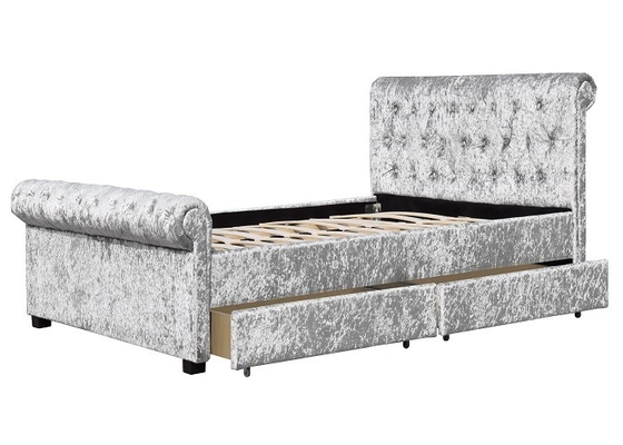 King size Chesterfield giường lưu trữ tufted với bốn ngăn kéo