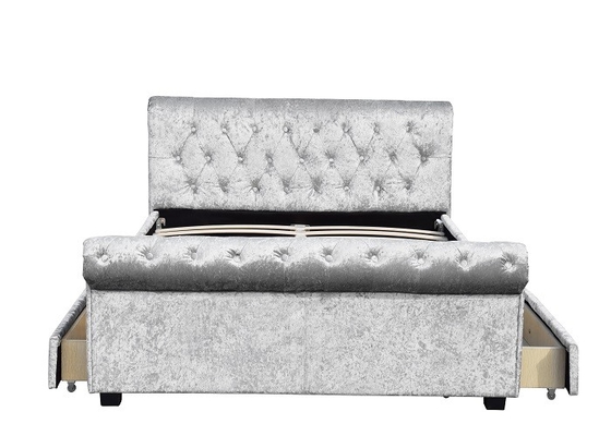 King size Chesterfield giường lưu trữ tufted với bốn ngăn kéo
