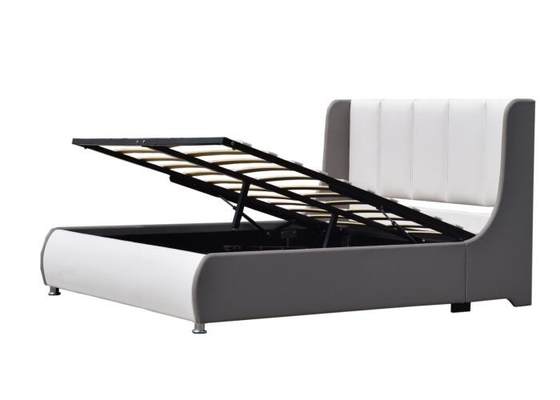 Khung giường phong cách Mỹ ODM Queen Size trắng bằng da giả với thang máy khí