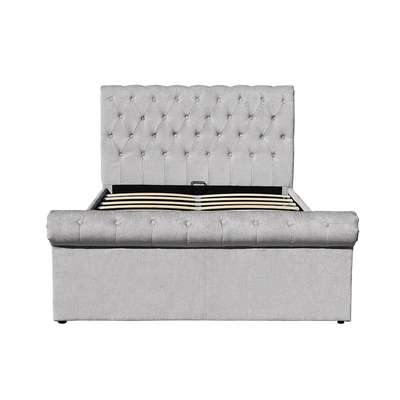 Khung giường đôi bằng ván ép Chenille Ottoman với bộ lưu trữ Hình dạng xe trượt tuyết Kích thước đầy đủ