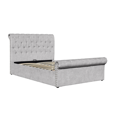 Khung giường đôi bằng ván ép Chenille Ottoman với bộ lưu trữ Hình dạng xe trượt tuyết Kích thước đầy đủ
