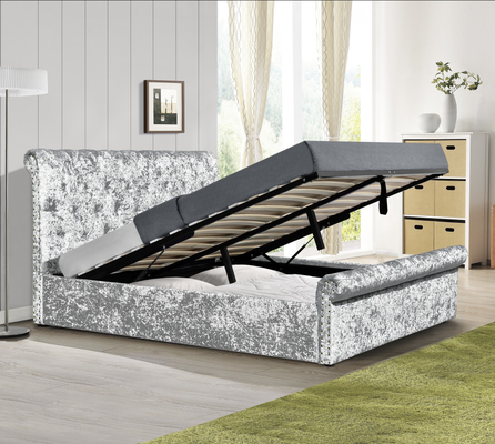 Crush Velvet Gas Lift Bed Storage Bed Khung giường đôi bọc bạc OEM