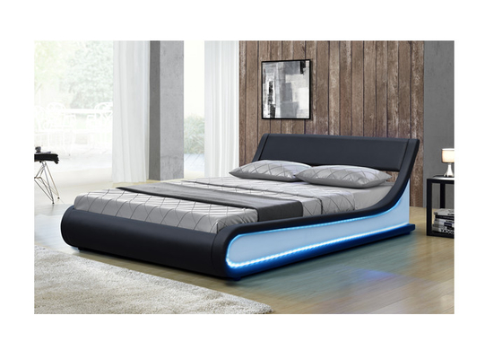 Khung giường lưu trữ hiện đại cỡ King Khung giả da với đèn Led