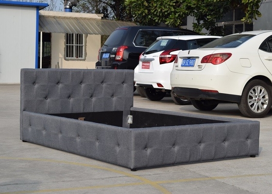 Giường lưu trữ nâng cấp khí đốt Queen Tufted Giường đầu giường bọc vải