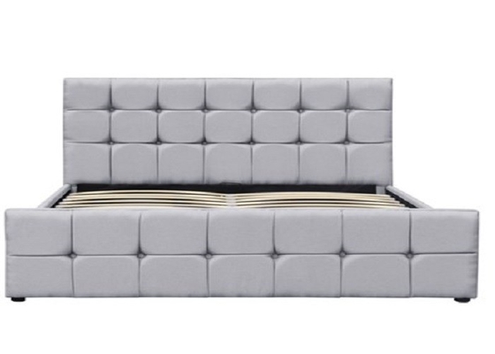 Nền phòng ngủ Khung giường cỡ queen bọc nệm bằng gỗ có nút bấm
