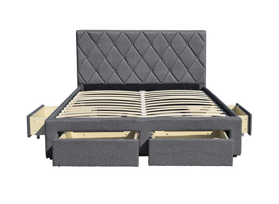 Giường lưu trữ có kích thước lớn OEM King Vải nhung với bốn ngăn kéo lưu trữ