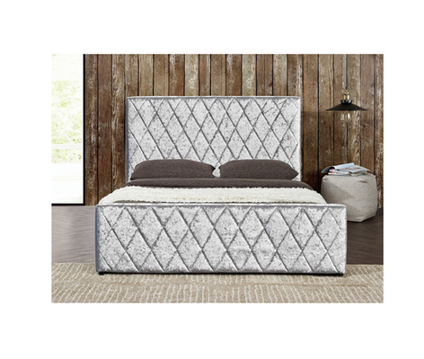 Ottoman Grey Velvet Tufted Giường lưu trữ Khung giường Nâng khí OEM ODM