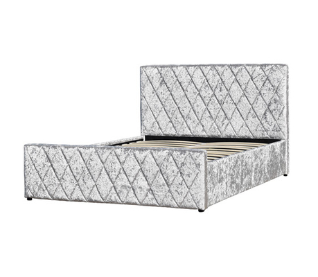 Ottoman Grey Velvet Tufted Giường lưu trữ Khung giường Nâng khí OEM ODM