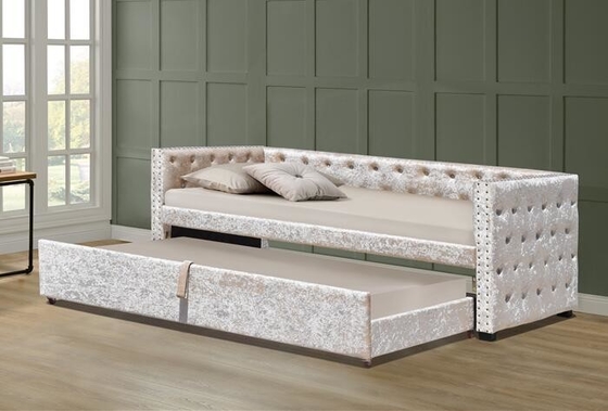 3ft nghiền nát nhung xám với Trundle Tufed Botton