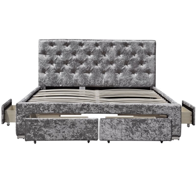 Khung giường Ottoman đôi được bọc nệm cỡ Queen với 4 ngăn kéo OEM ODM